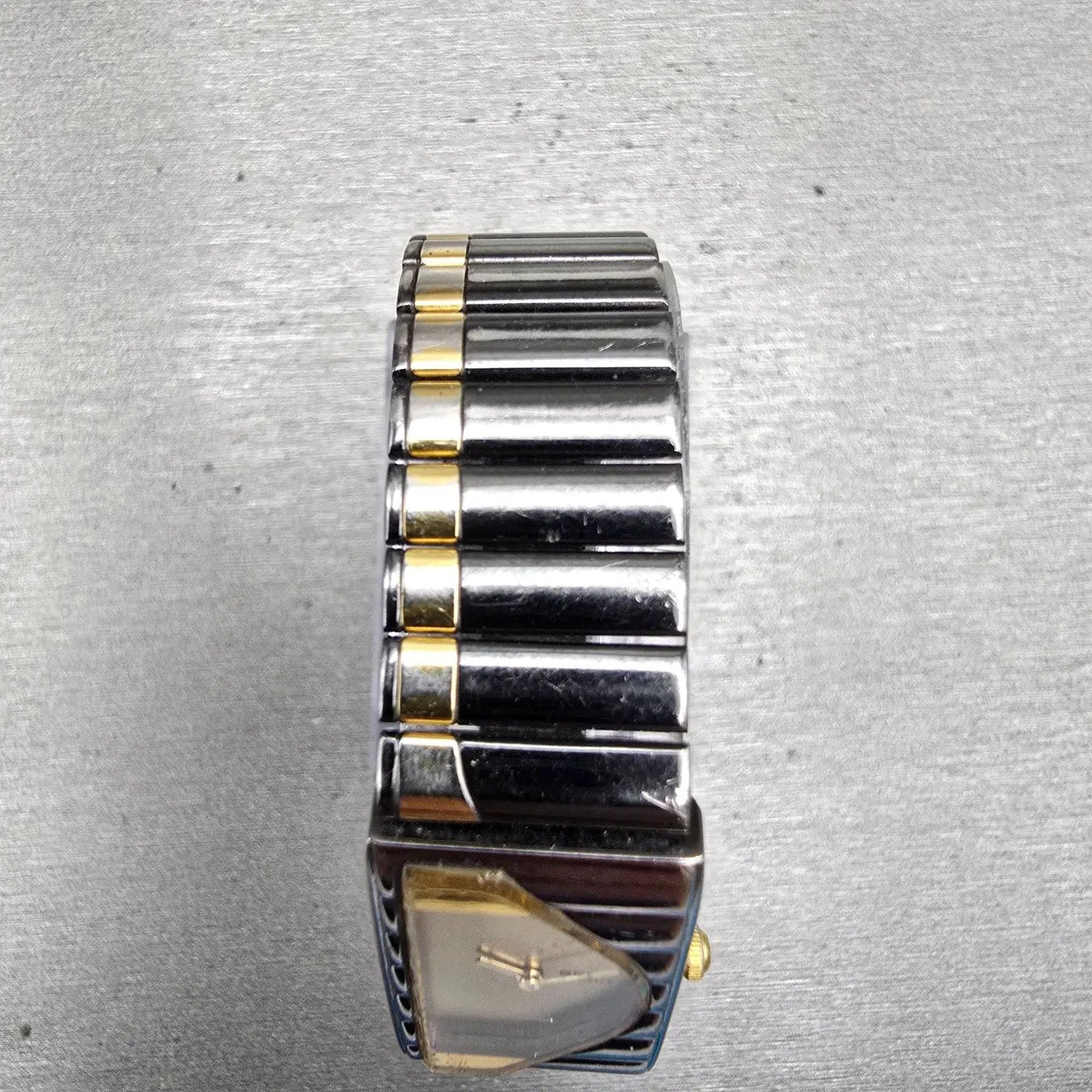 Seiko Asymmetrical Watch Women 17mm Gold Dial Black & Gold Tone 2Y00-5G29 NewBat4