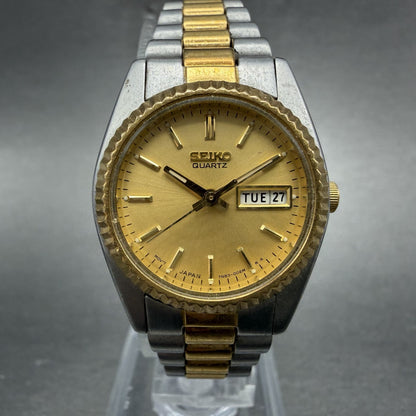 Seiko Watch Women 24mm Gold Dial Two Tone Daydate Round 7n83-0041 New Battery K40