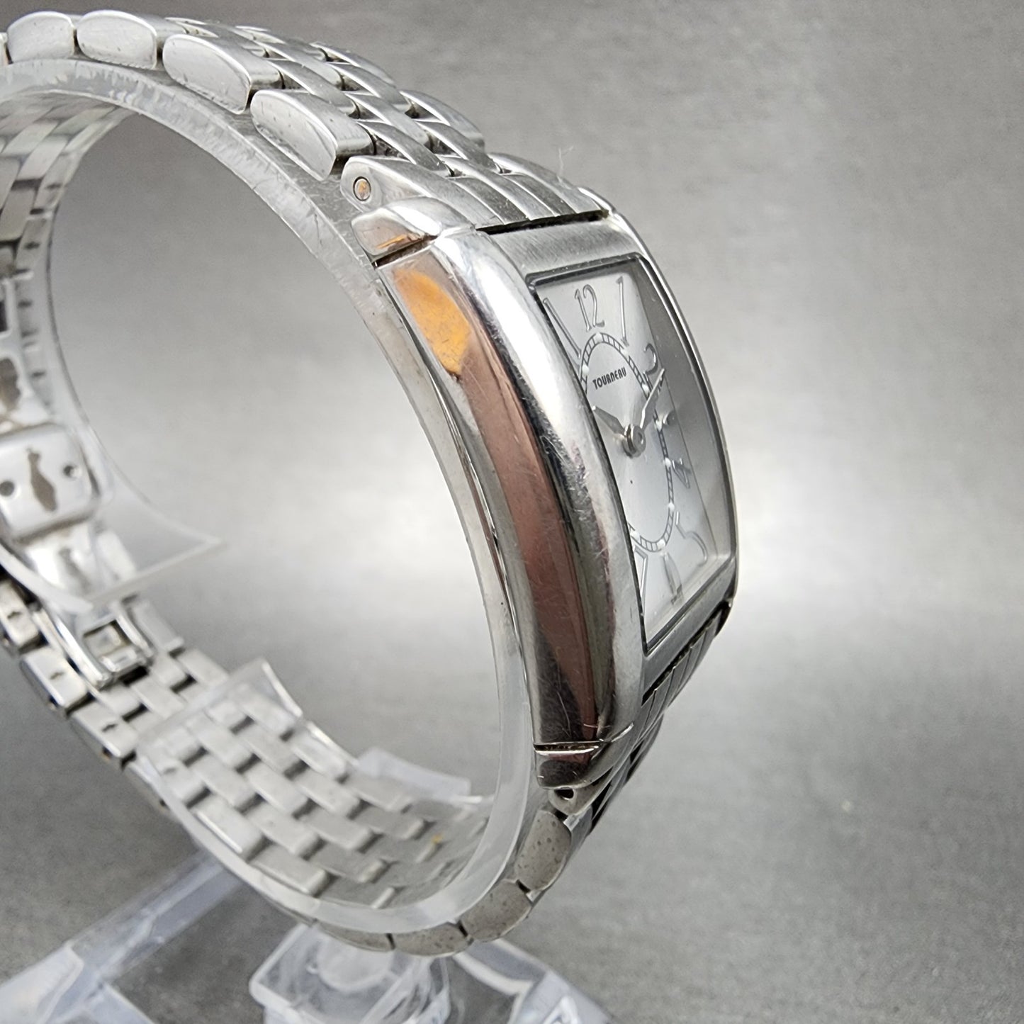 Tourneau Tank Watch Women 22mm Silver Dial Silver Tone Rectangle PARTS4