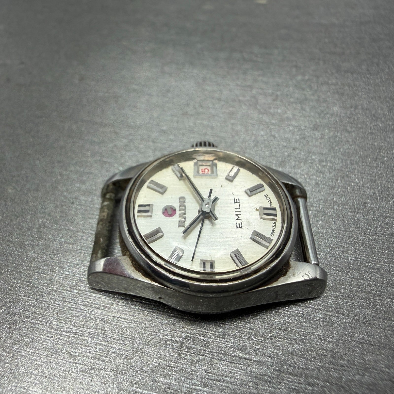 Rado Emile Watch Women 21mm Silver Dial Silver Tone Date Round 7016 Auto PARTS4