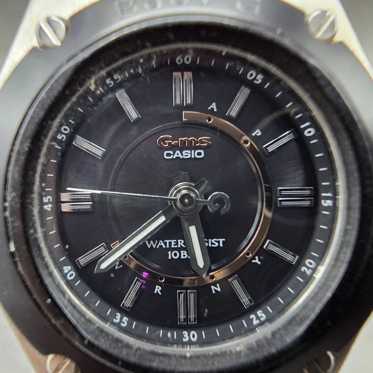Casio Baby-G MSG-1500 Watch Women 35mm Black Dial Black Silver Round Works1