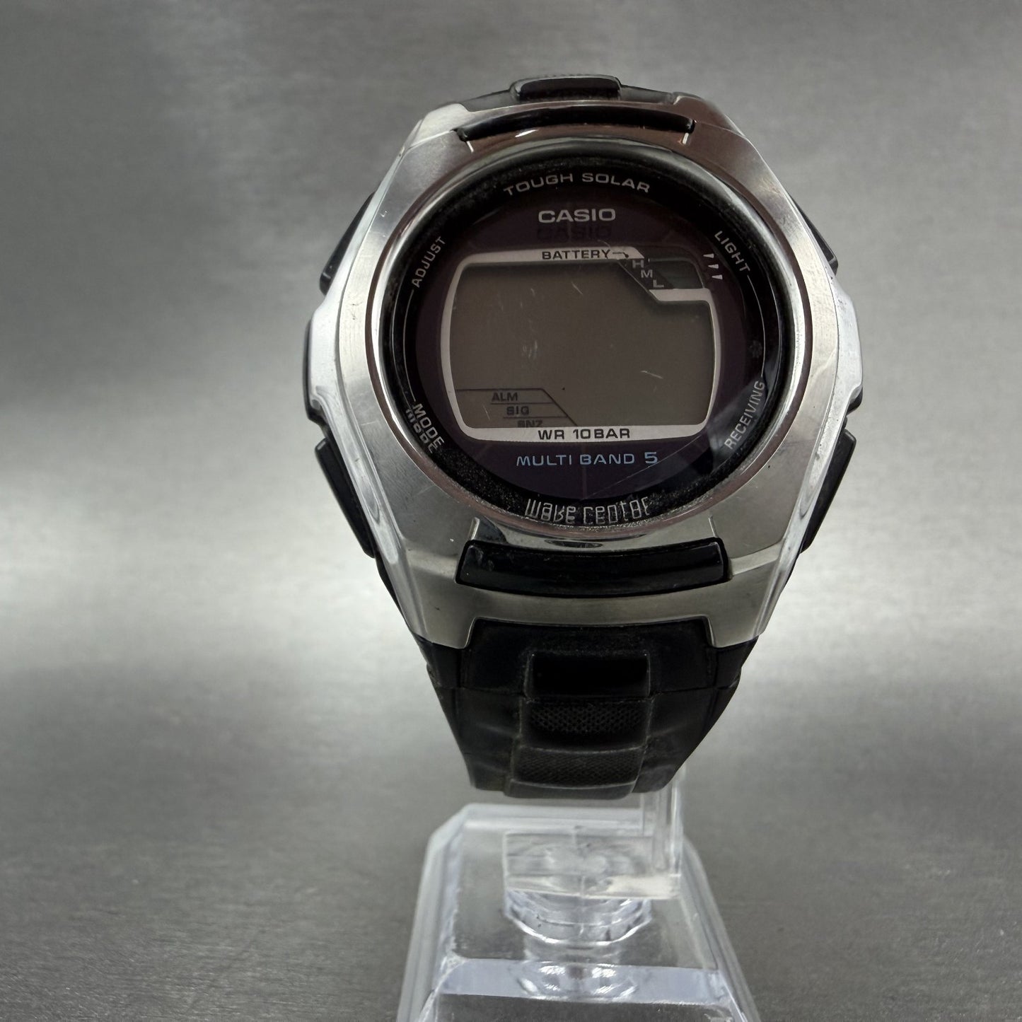 Casio Waveceptor WV-M120 Watch Men 45mm Digital Silver Black Alarm Chrono PARTS6