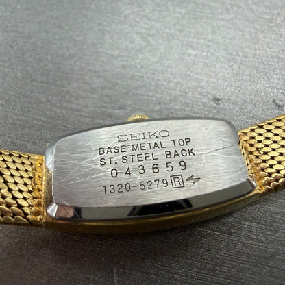 Seiko Tank Watch Women 13mm Brown Dial Gold Tone Oval 1320-5279 New Battery9