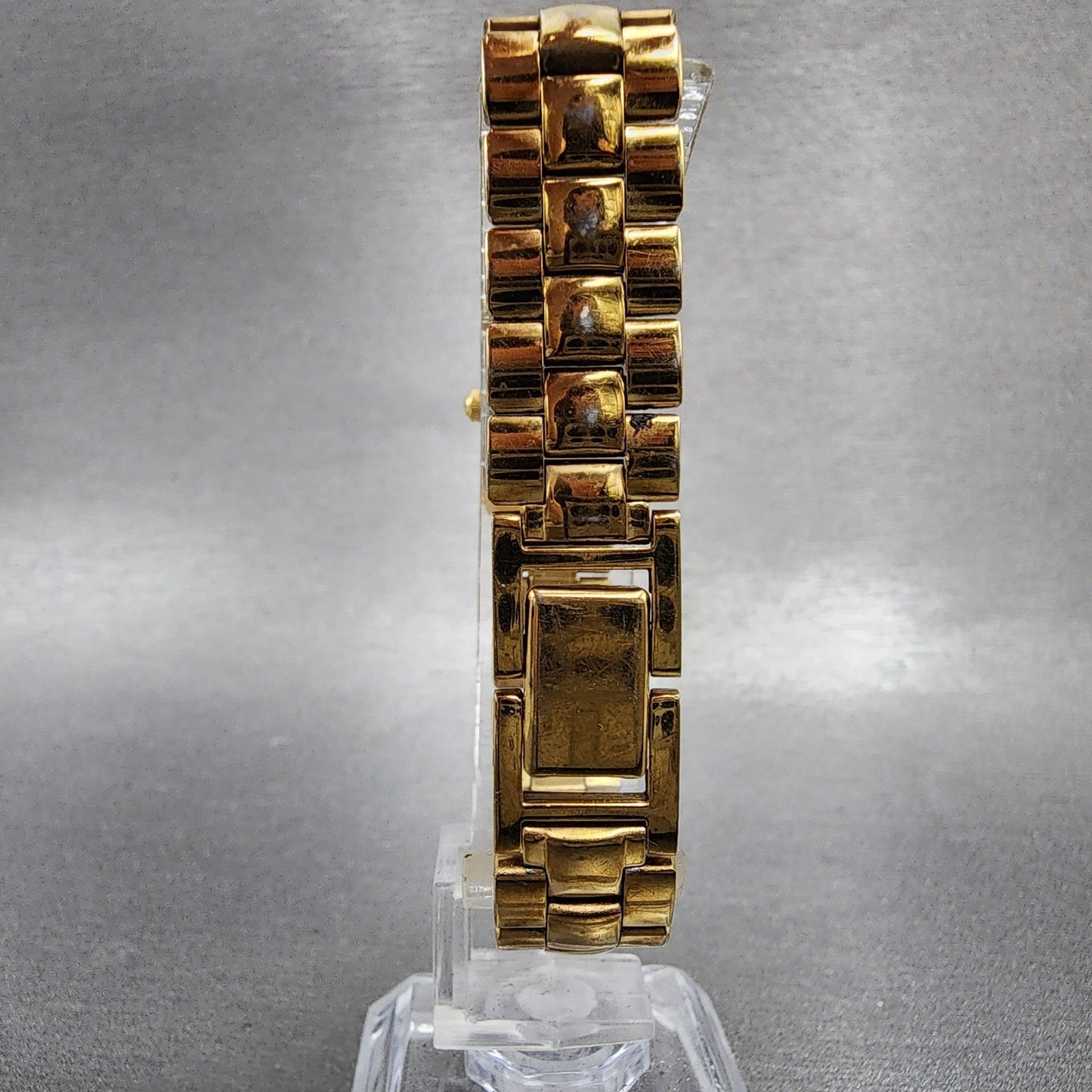 Seiko Tank Watch Women 14mm Black Dial Gold Tone Rectangle 1F205D20 New Battery7