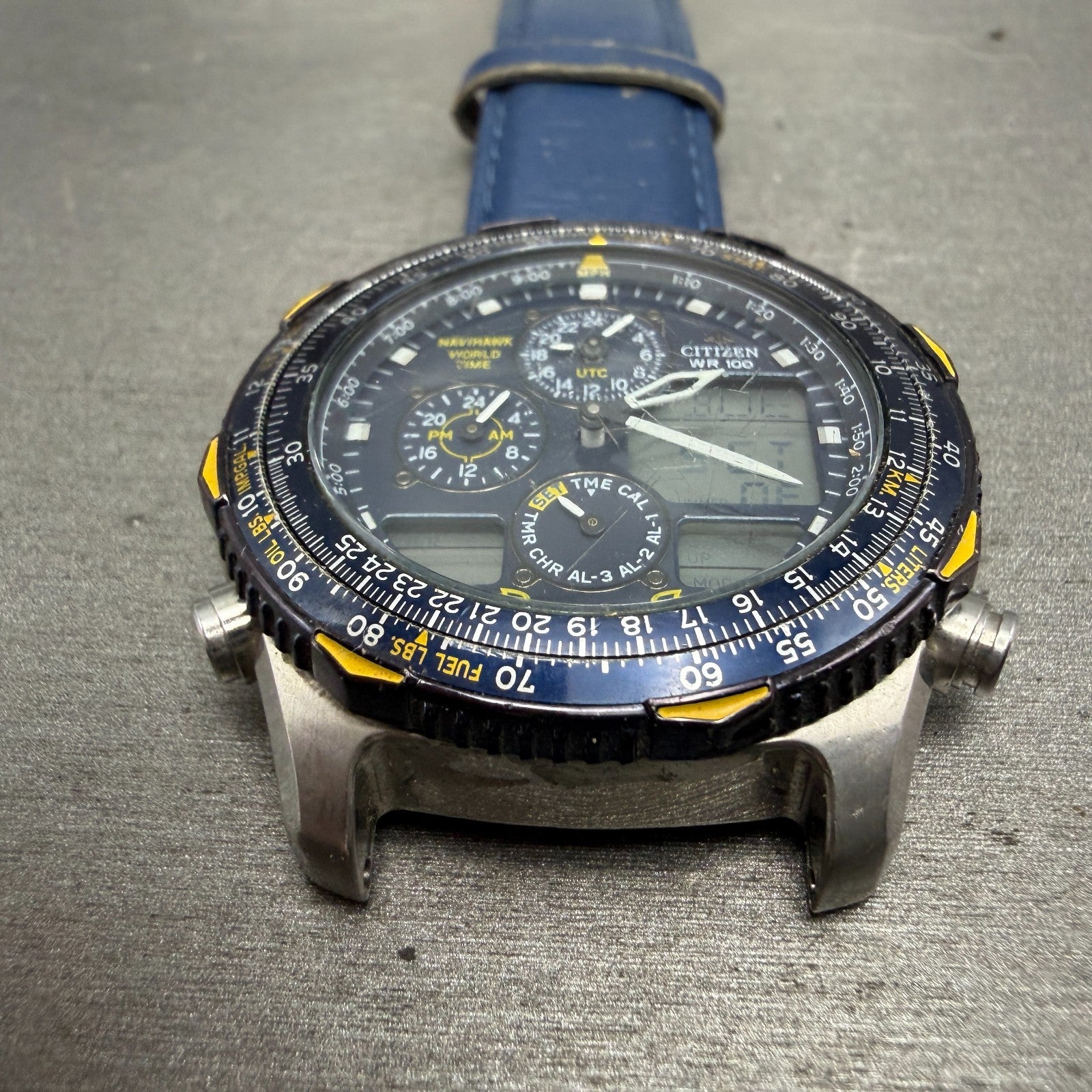 Citizen Navihawk Blue Angels Watch Men 42mm Ana Digi Steel C300-Q00842 PARTS3