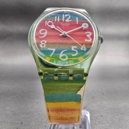 Swatch COLOR THE SKY Watch Men 34mm Multi Dial Multi Tone Round GS124 New Batt5