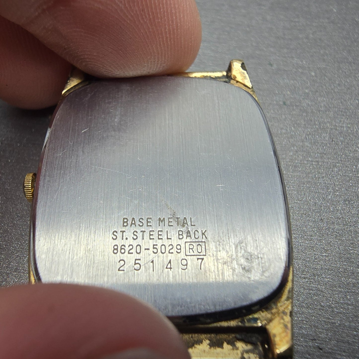Seiko Tank Watch Men 28mm Champagne Dial Gold Tone Rectangle 8620-5029 PARTS VTG8