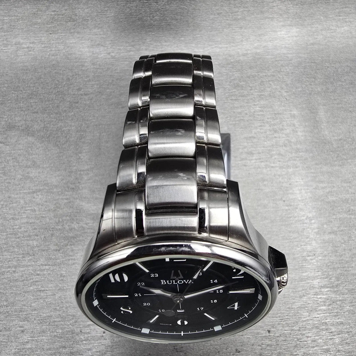 Bulova Adventurer Watch Men 45mm Black Dial Silver Date Round 96B134 New Battery4