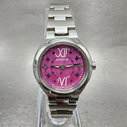 Citizen EcoDrive Wicca Watch Women 24mm Pink Dial Silver Tone Round Runs0