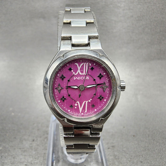 Citizen EcoDrive Wicca Watch Women 24mm Pink Dial Silver Tone Round Runs0