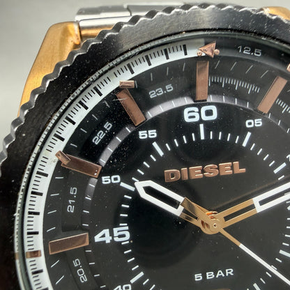 Diesel Rollcage Watch Men 46mm Black Dial Rose Gold Tone Date DZ-1754 New Batter2