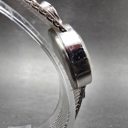 Bucherer Watch Women 20mm Black Dial Silver Tone Manual Wind Runs Gem Set Bezel3