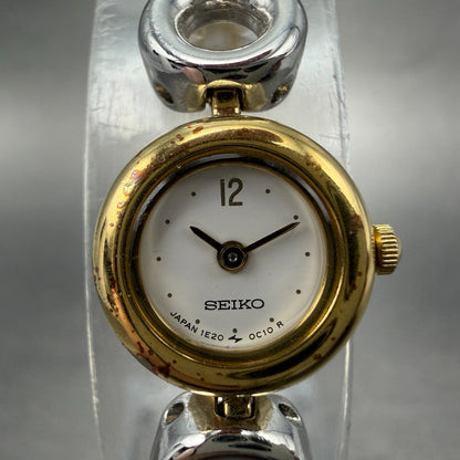 Seiko Watch Women 14mm White Dial Two Tone Round 1E20-0C20 New Battery Vintage1