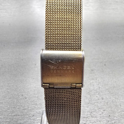Skagen Watch Men 35mm Silver Dial Gold Tone Small Seconds Round 5LGG New Battery7
