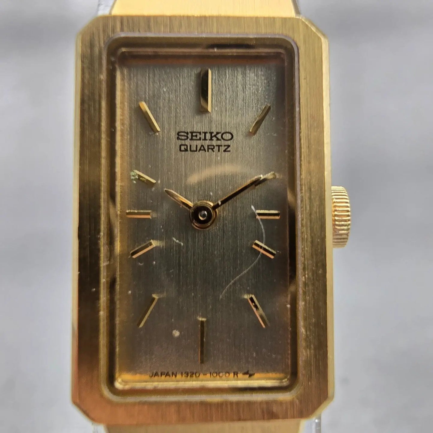 Seiko Watch Women 13mm Gold Dial Gold Tone Rectangle 1320-5780 New Battery VTG1