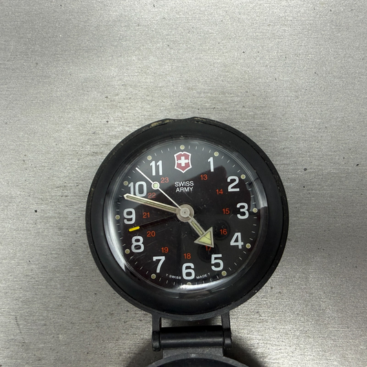 Victorinox Swiss Army Travel Alarm Clock 61mm Black Dial Black Tone PARTS UNTEST0