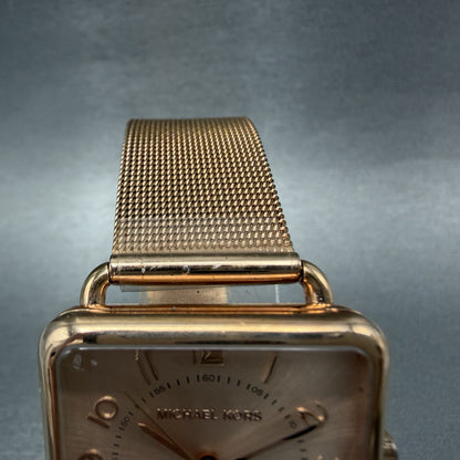 Michael Kors Brenner watch Women 31mm Rose Dial Rose Gold Tone Rectangle New Bat4