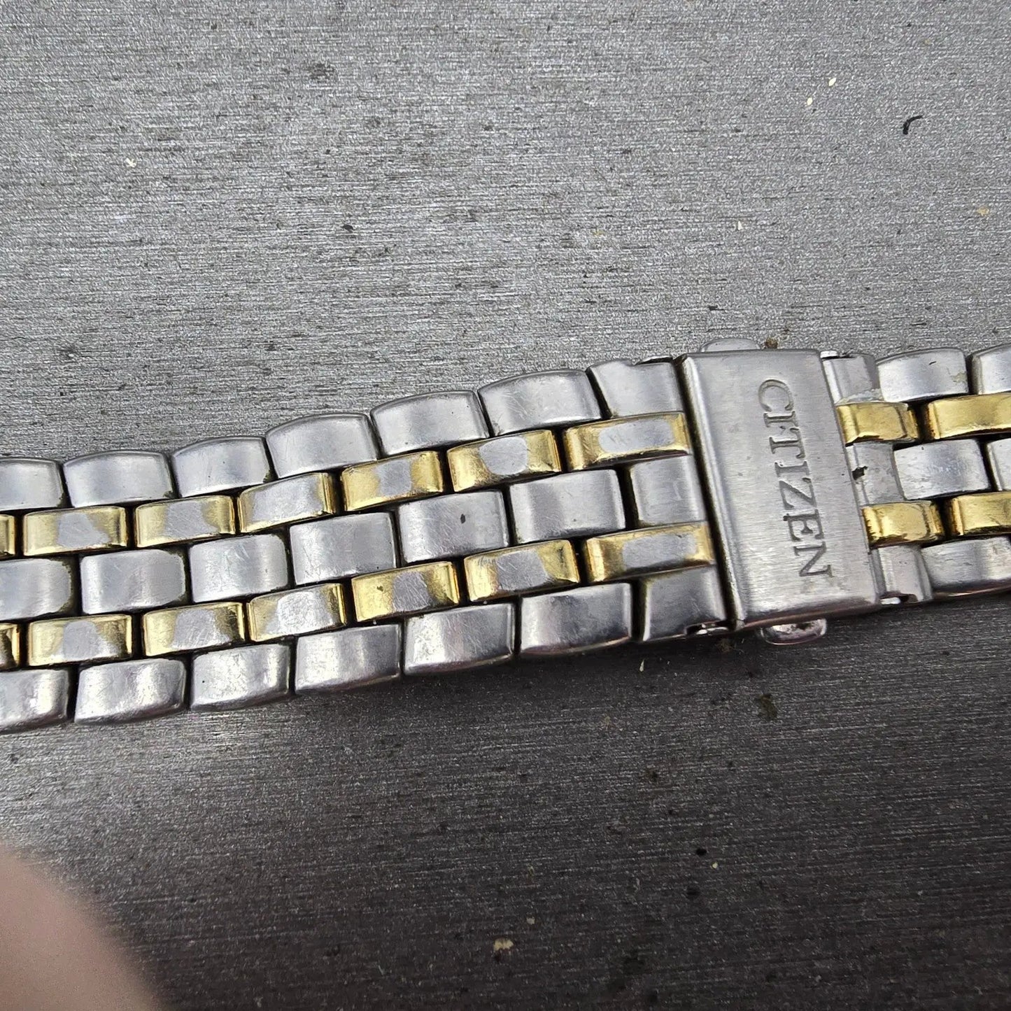 Citizen Bracelet 20mm Stainless Steel Two Tone Tri Folding Clasp VTG READ!!!!!!!5