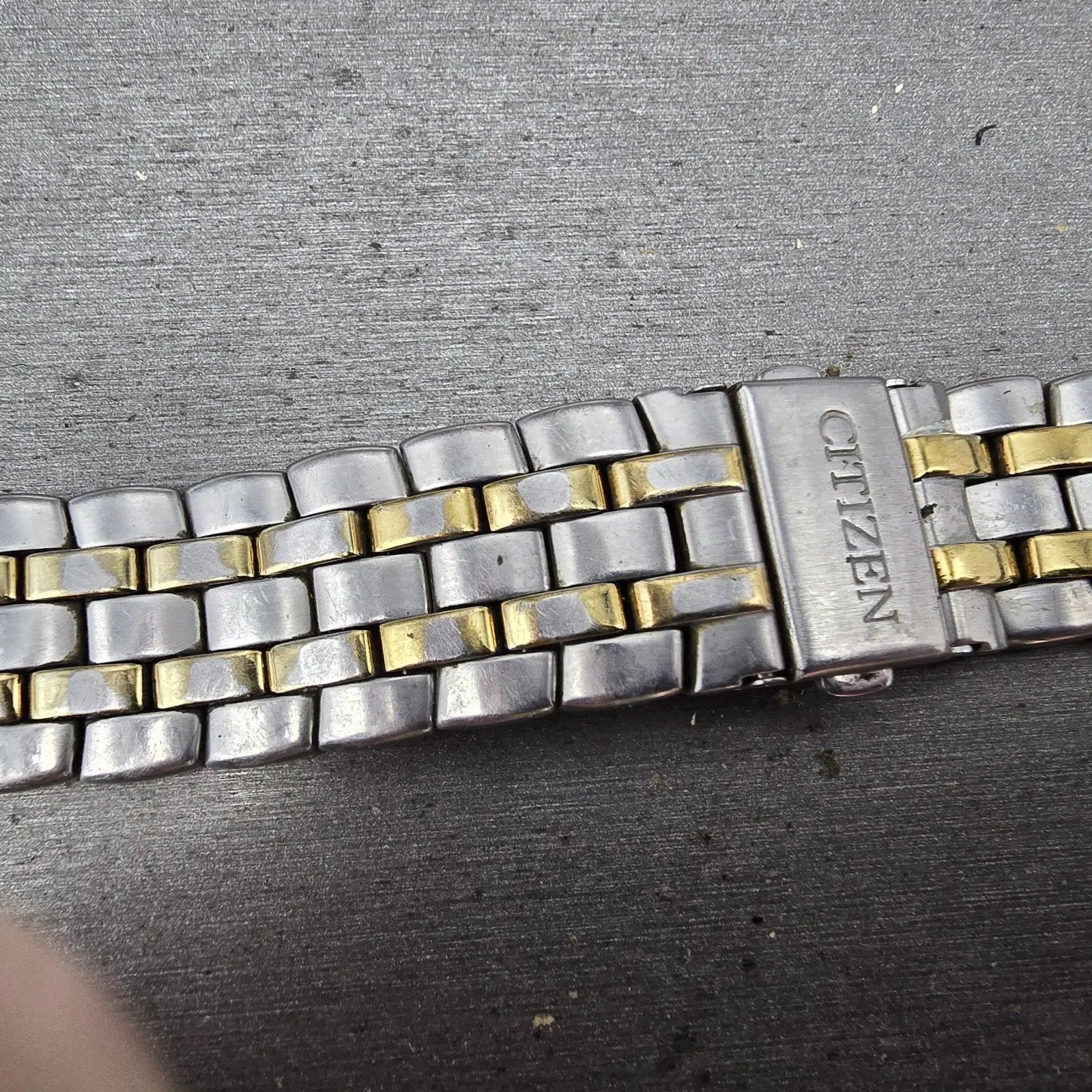 Citizen Bracelet 20mm Stainless Steel Two Tone Tri Folding Clasp VTG READ!!!!!!!5