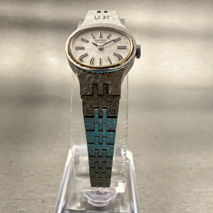 Seiko Watch Women 17mm Silver Dial Silver Tone Oval 1400-7389 New Battery VTG5