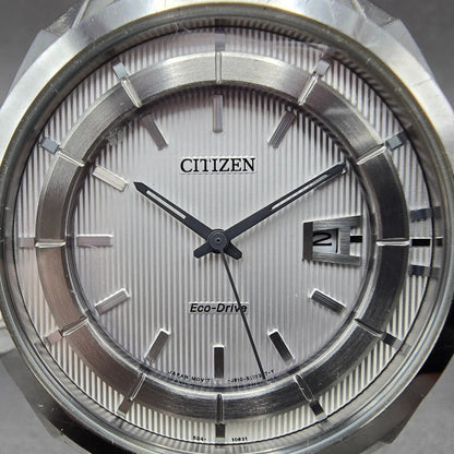 Citizen Eco-Drive Watch Men 43mm Silver Dial Silver Tone Date J810-S078253 Runs1