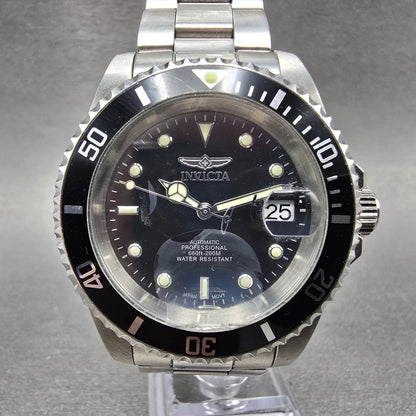 Invicta Pro Diver Automatic Watch Men 40mm Black Dial Silver Tone Date CHIP Runs0