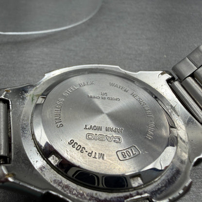 Casio MTP-3036 Watch Men 41mm Blue Dial Silver Tone Date Round PARTS!!!!!!!!!!!!6