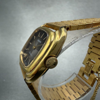 Rado Moncherie Watch Women 24mm Brown Dial Gold Tone Rectangle Manual Wind PARTS3