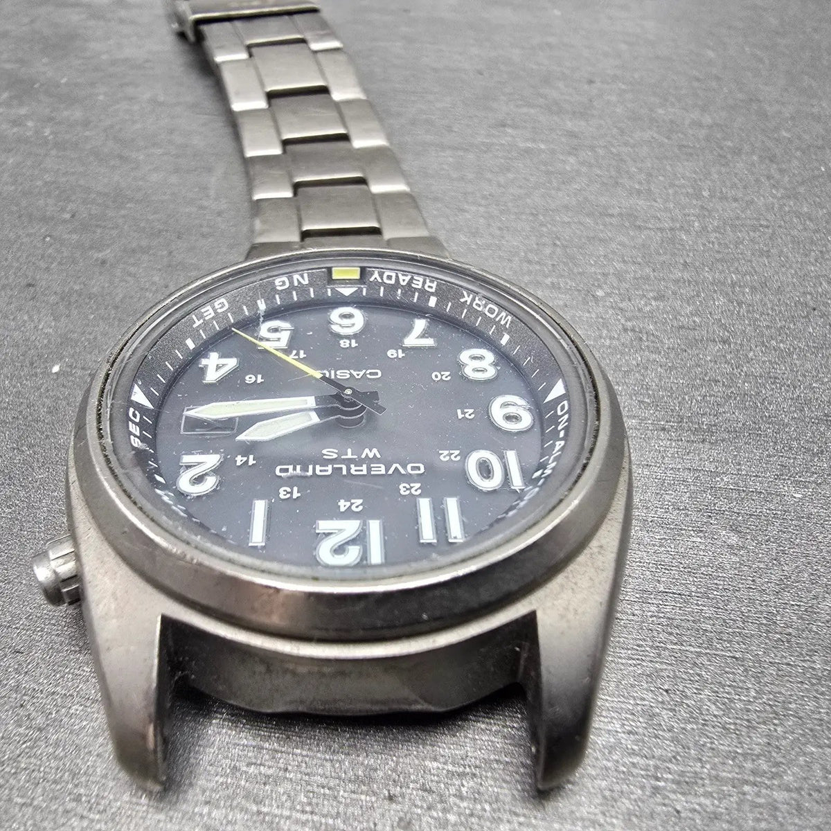 Casio Overland WTS Watch Men 39mm Gray Dial Titanium Date OVW-100TDJ  PARTS5