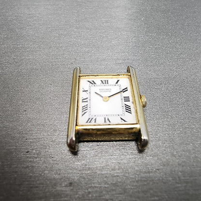 Seiko Tank Watch Women 18mm White Dial Gold Tone Rectangle 2c205019 New Battery2