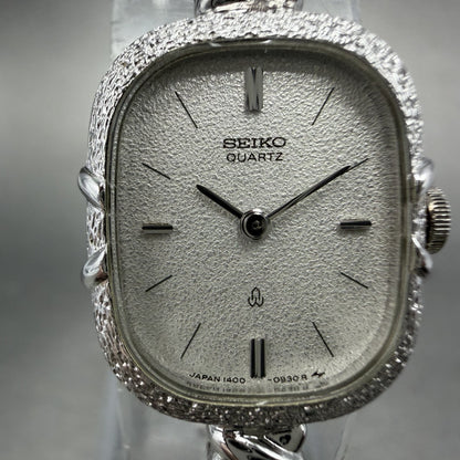 Seiko Watch Women 16mm Silver Dial Silver Tone Rectangle 1400-5560 New Battery1
