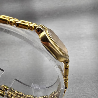 Seiko Watch Women 14mm Gold Dial Gold Tone Oval 1E20-6039 New Battery Vintage3
