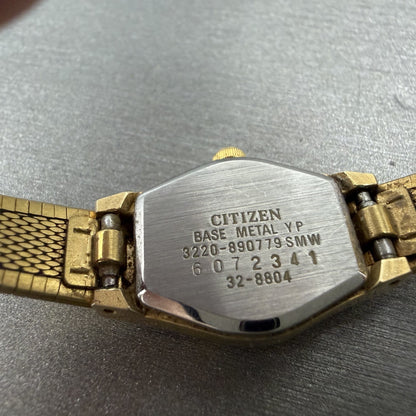 Citizen CQ Watch Women 17mm Champagne Dial Gold Tone 3220-890779 New Battery9