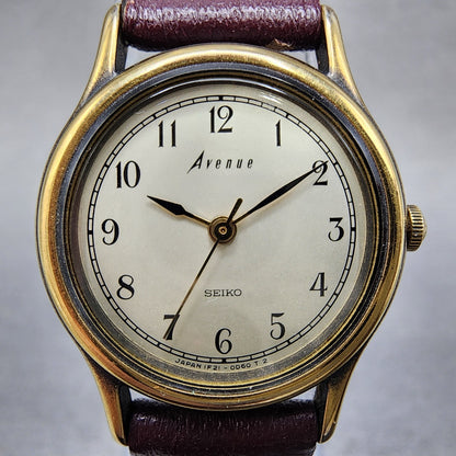 Seiko Avenue Watch Women 23mm Silver Dial Bronze Tone 1f210c30 New Battery1