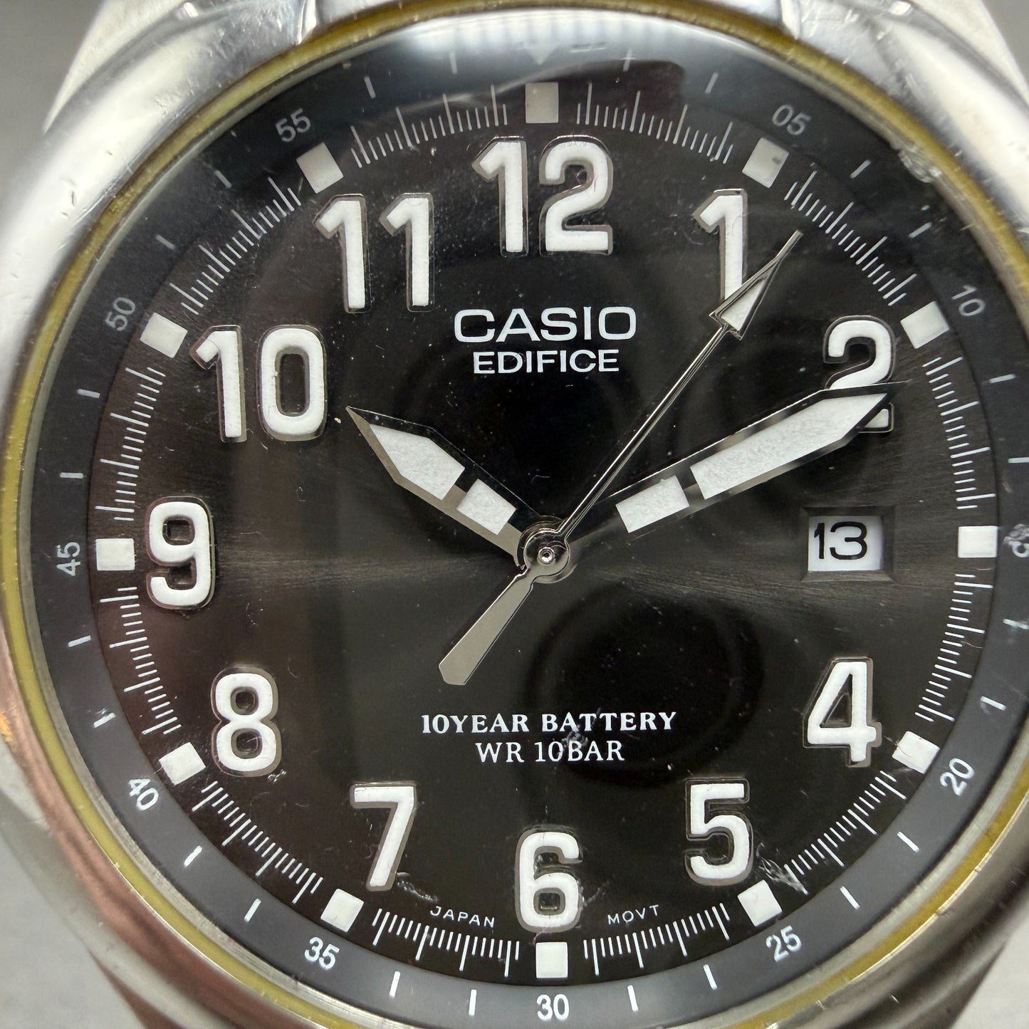 Casio Edifice Watch Men 39mm Black Dial Silver Tone Date EF-109 New Battery1