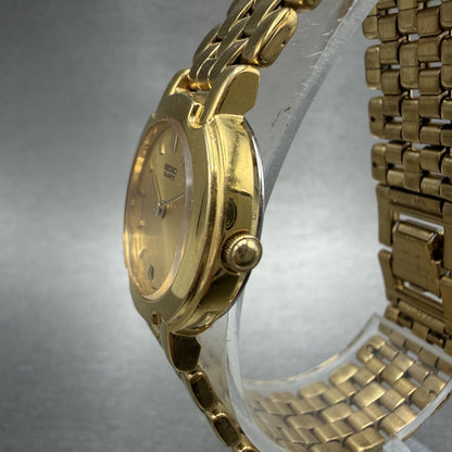 Seiko Watch Women 24mm Champagne Dial Gold Tone Date Round 7N89-6A50 New Battery2