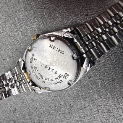 Seiko Watch Women 24mm White Dial Two Tone Daydate Round 7N83-0011 New Battery10