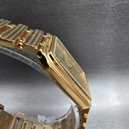 Bulova Tank Watch Men 24mm Gold Dial Gold Rectangle 92M99 New Battery VTG3