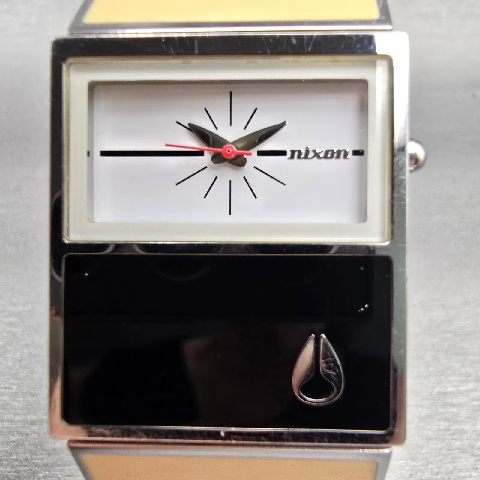 Nixon Chalet Watch Women 30mm White Dial Two Tone Rectangle New Battery1