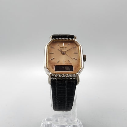 VTG Seiko Watch Women 22mm Analog Digital Silver Dial Palladium READ!!! E029