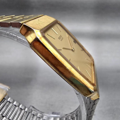 Seiko Watch Men 27mm Gold Dial Gold Tone Date Rectangle 6539-5060 New Battery3