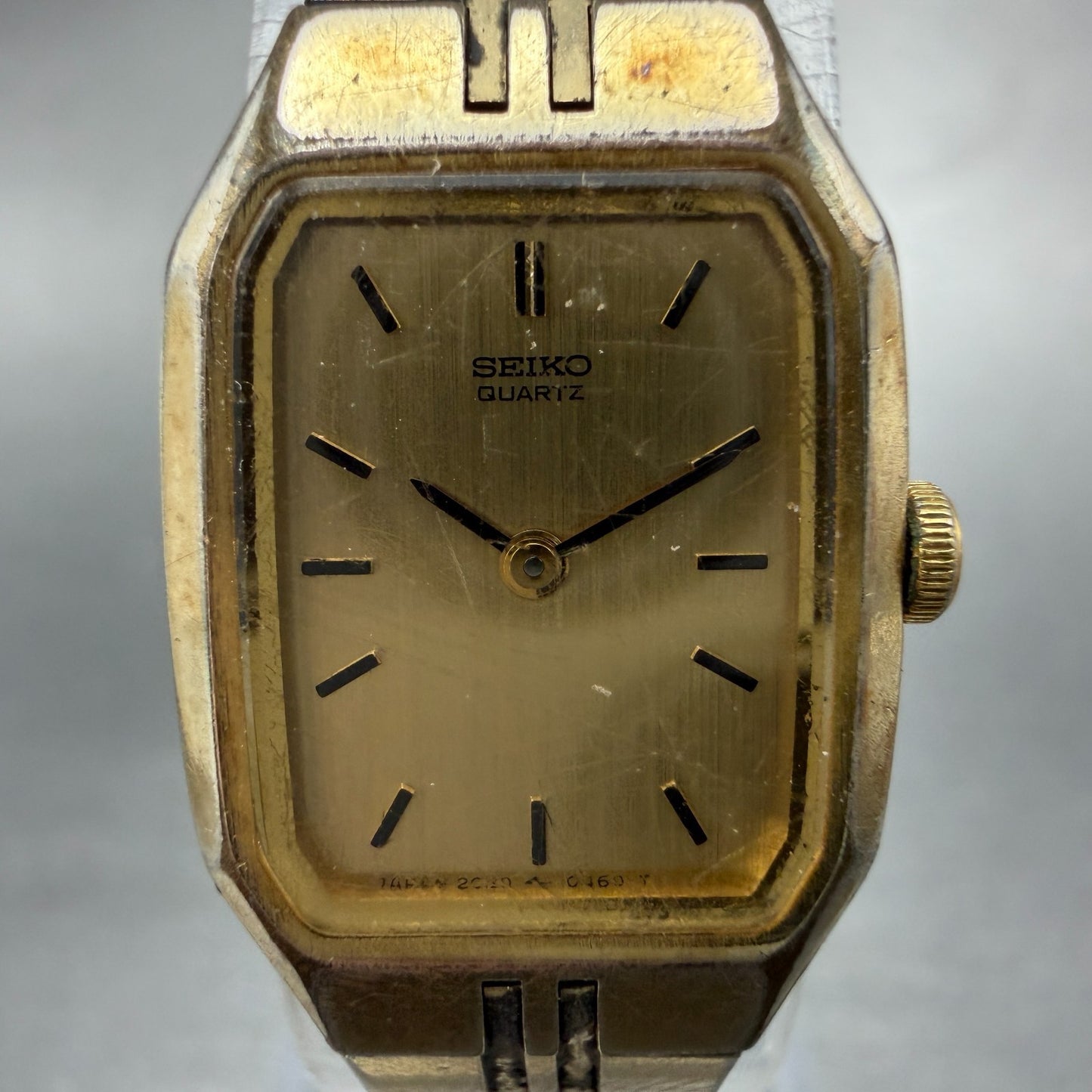 Seiko Watch Women 16mm Gold Dial Gold Tone Octagon 2C20-5209 New Battery Vintage1