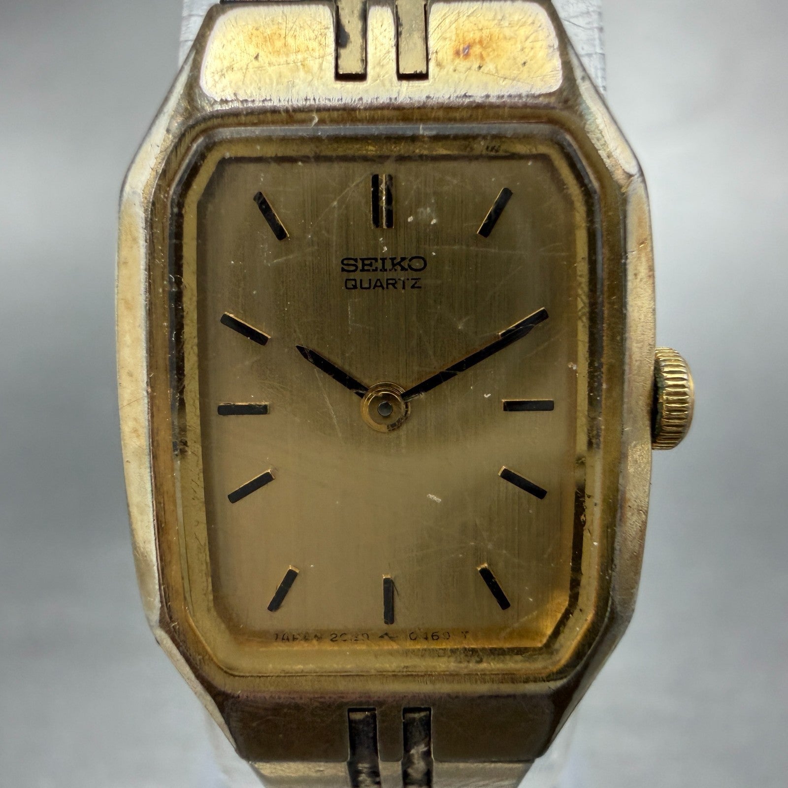 Seiko Watch Women 16mm Gold Dial Gold Tone Octagon 2C20-5209 New Battery Vintage1