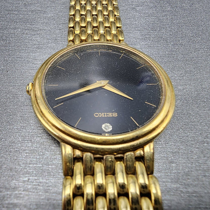 Seiko Watch Men 35mm Black Dial Gold Tone Round 7N00-F169 PARTS
