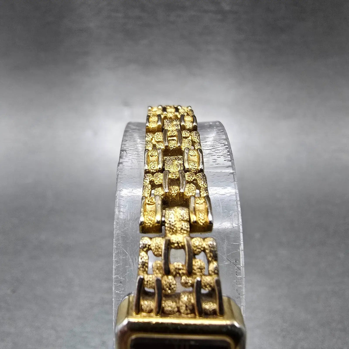 Seiko Tank Watch Women 13mm Black Dial Gold Rectangle 1320-5249 New Battery JP4