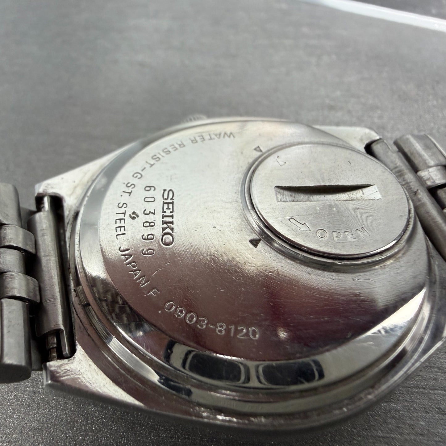 Seiko Type II Watch Men 36mm Blue Dial Steel READ!!!!!! Daydate 0903-8120 NewBat9