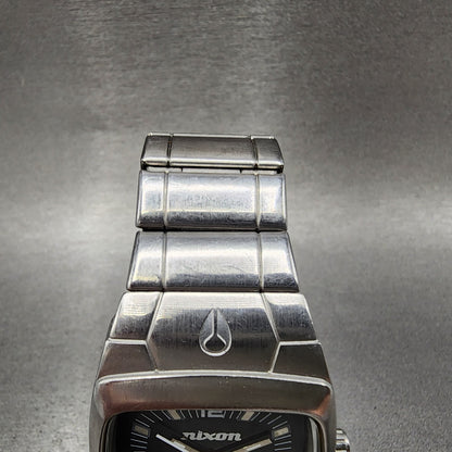 Nixon The Manual Watch Women 32mm Black Dial Silver Tone Rectangle New Battery4