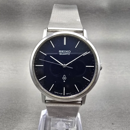 Seiko Watch Men 34mm Blue Dial Silver Tone Mesh Band Round 4120-9010 New Battery0