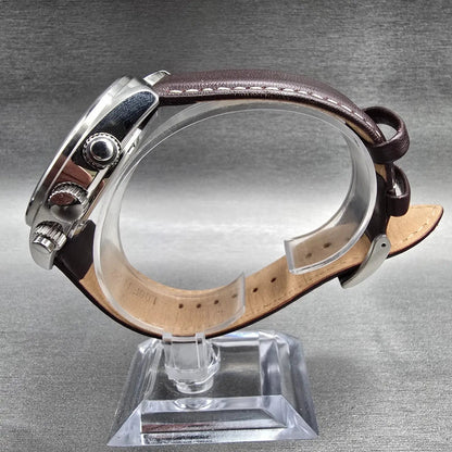 Seiko Chronograph Watch Men 43mm Brown Dial Silver Tone Date 7T94-0BL0 New Batt6