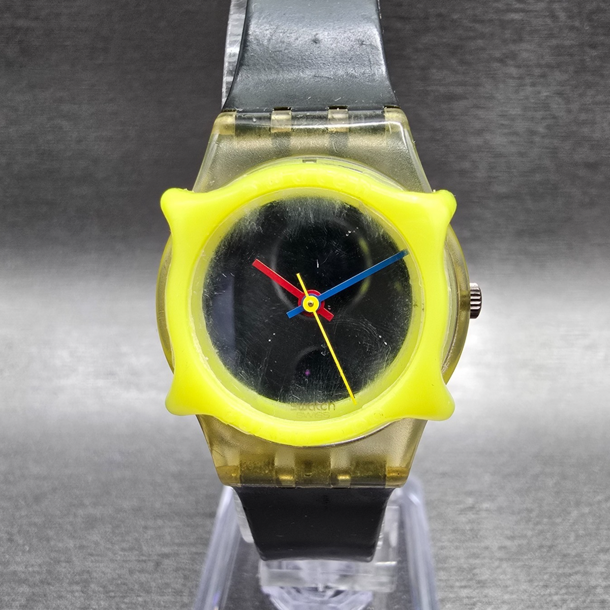 Swatch Little SnowWhite Watch Women 25mm Silver Dial Clear Case LK116 New Batt0
